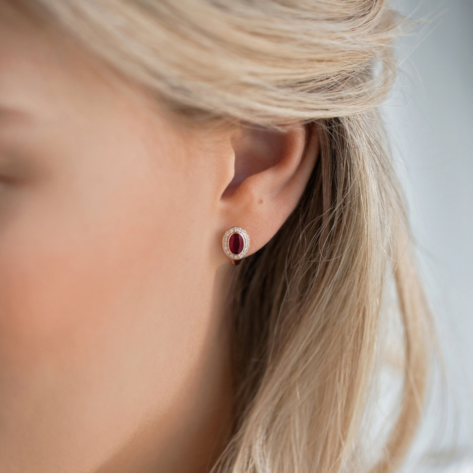 Diamond earrings with Ruby Lucky Ruby