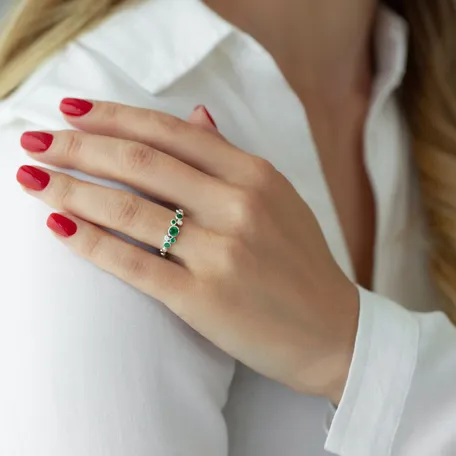 Diamond ring with Emerald Space Joy