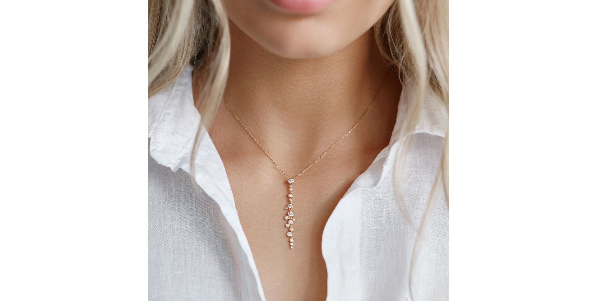 Diamond pendant with Emerald Heaven Waterfall