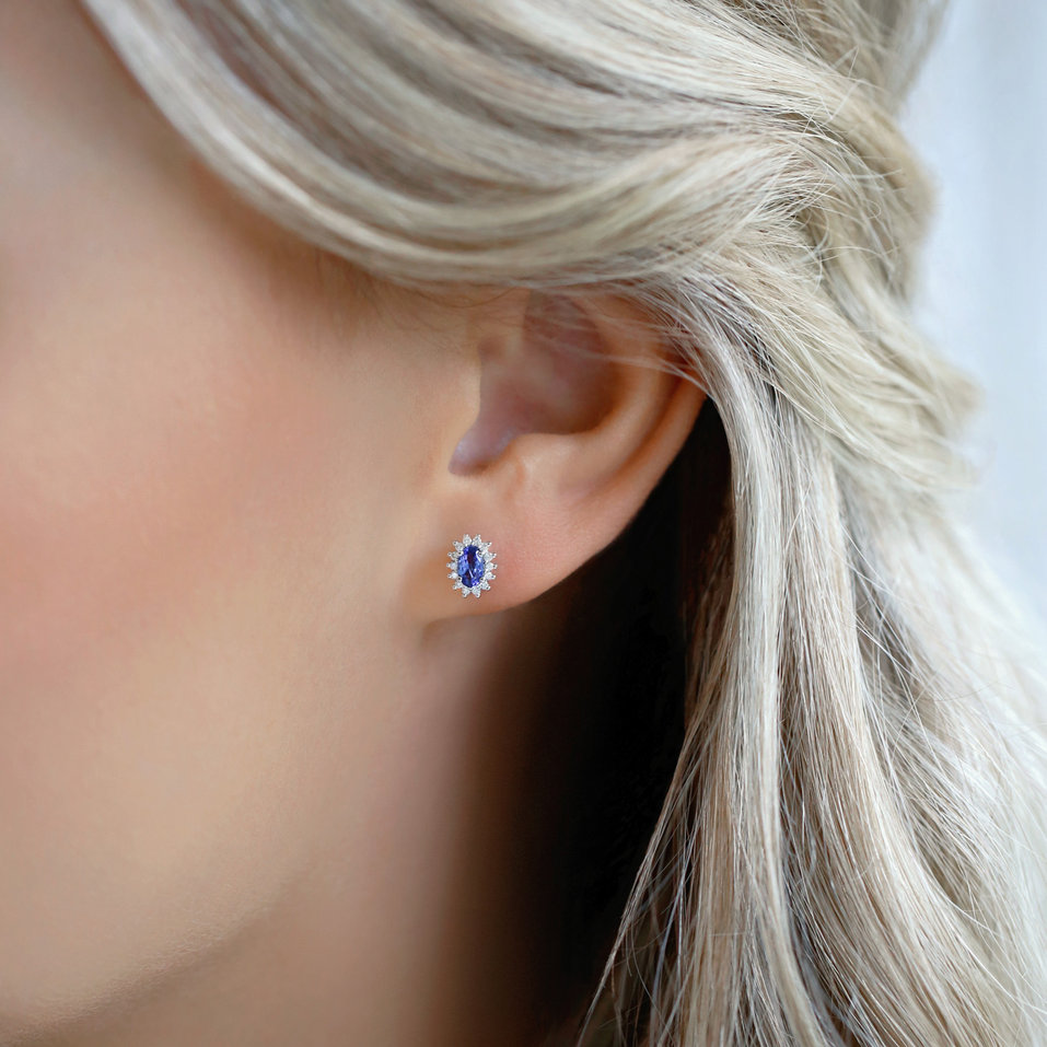 Diamond earrings with Sapphire Princess