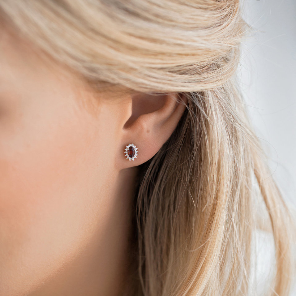 Diamond earrings with Ruby Princess