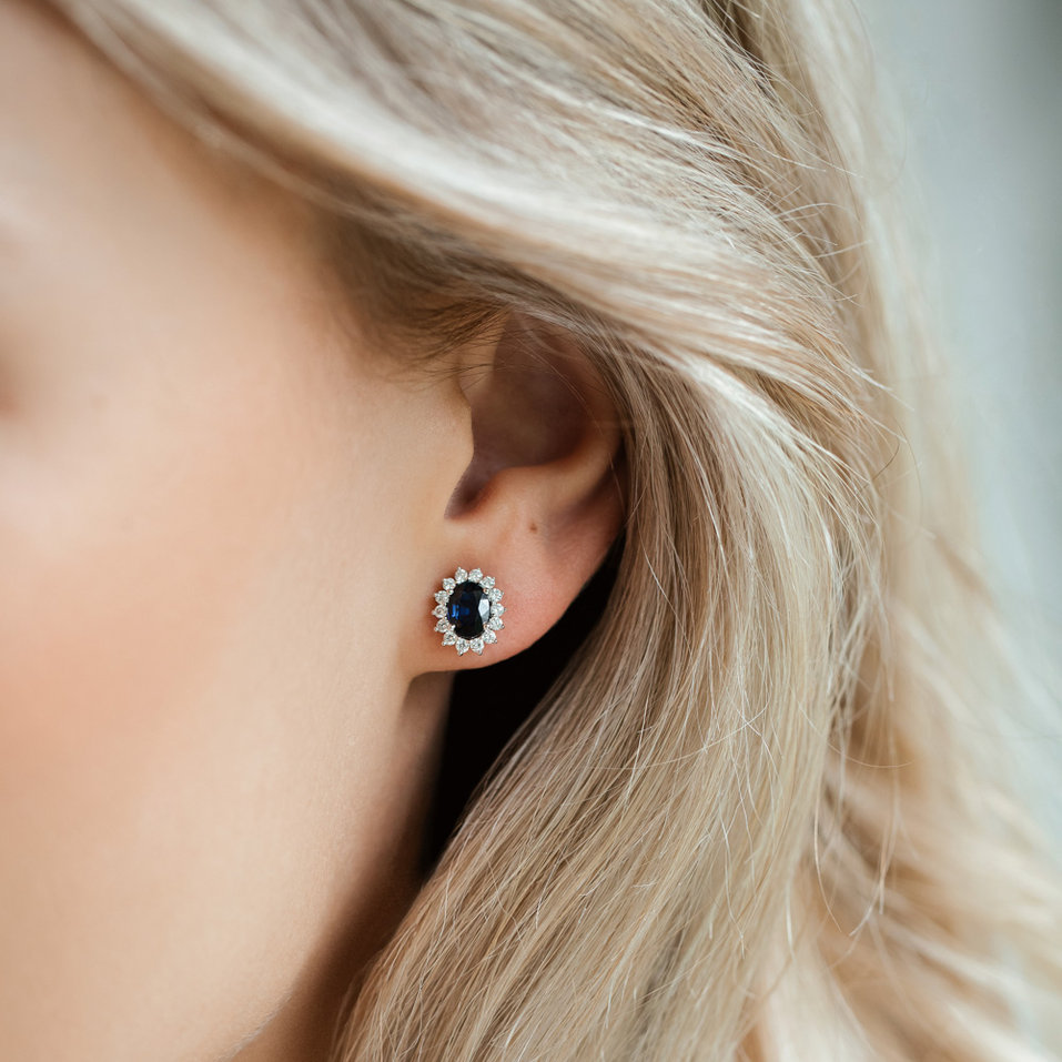 Diamond earrings with Emerald Princess