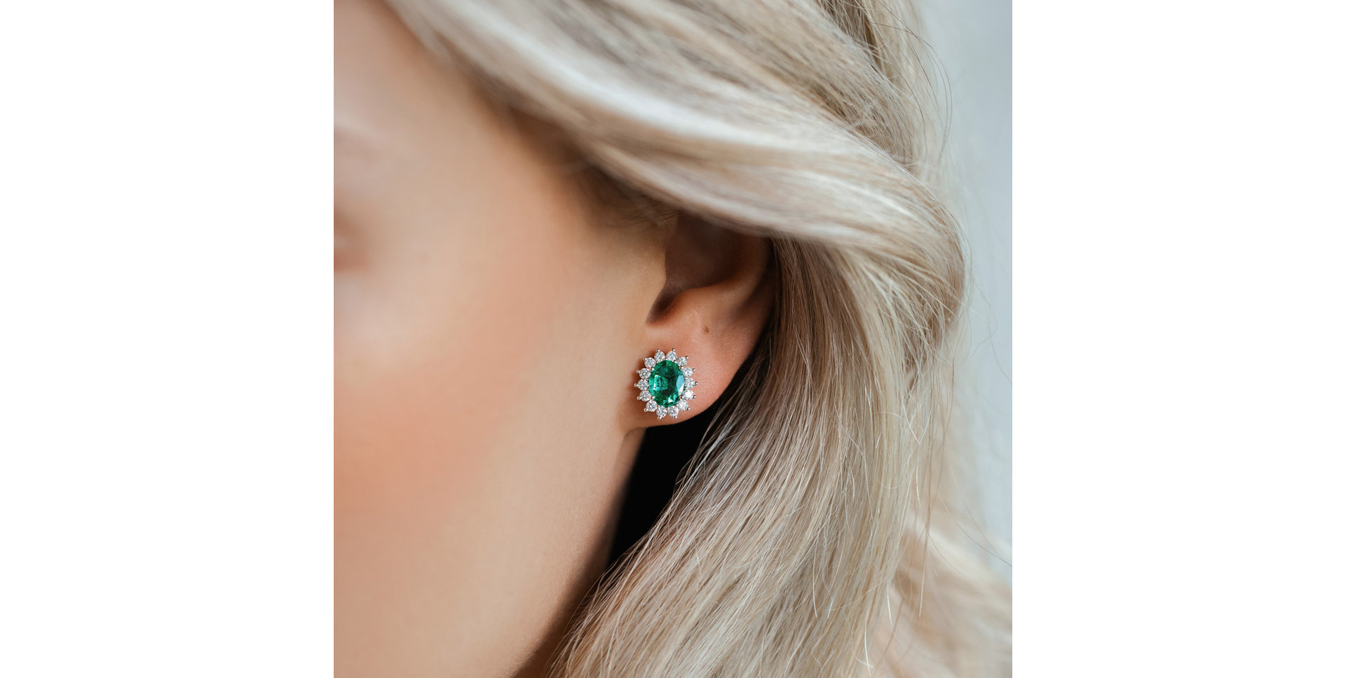 Diamond earrings with Emerald Princess