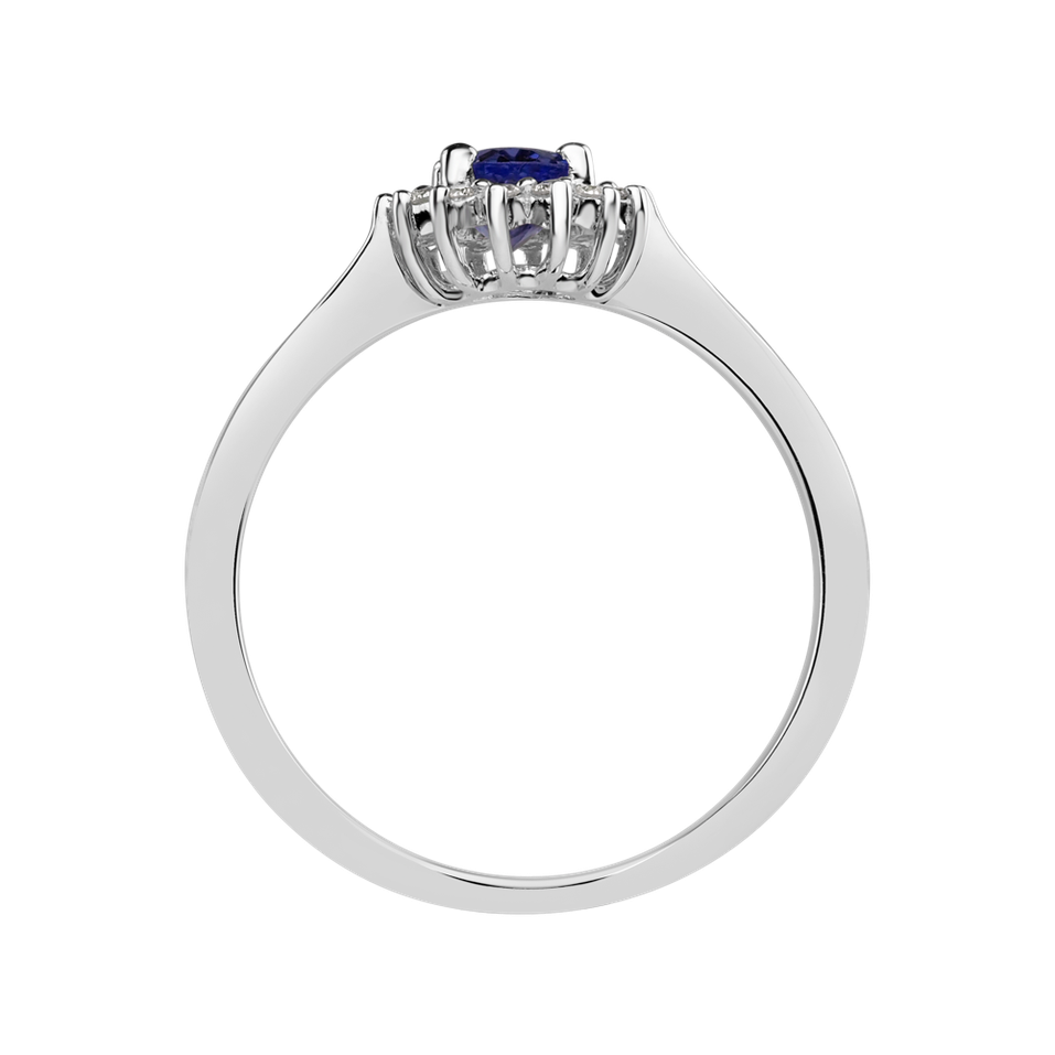 Diamond ring with Tanzanite Princess