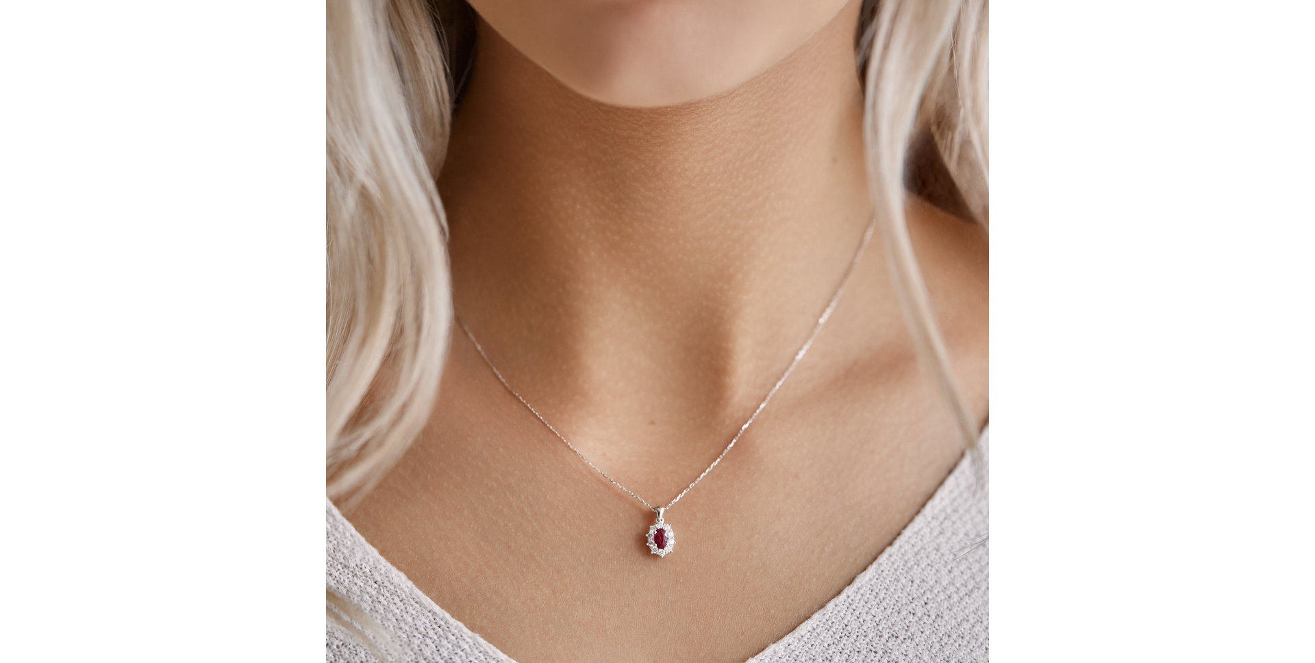 Diamond pendant with Ruby Goddess Elegance