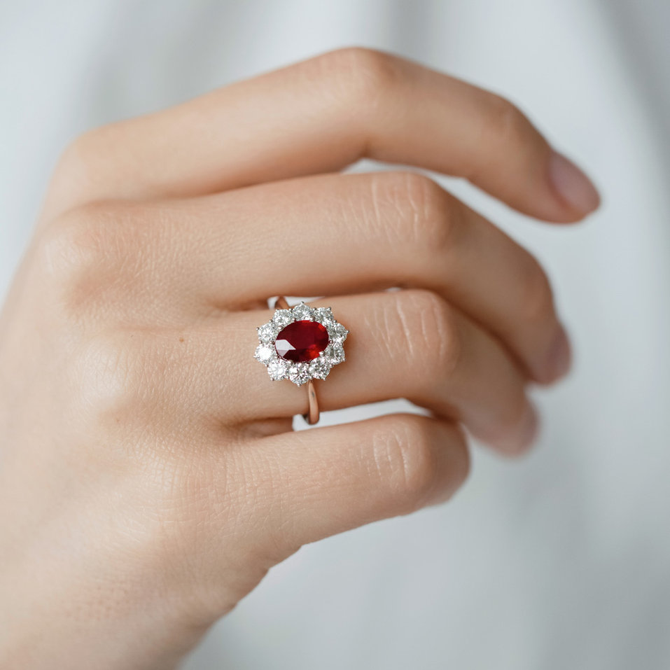 Diamond ring with Ruby Princess Joy
