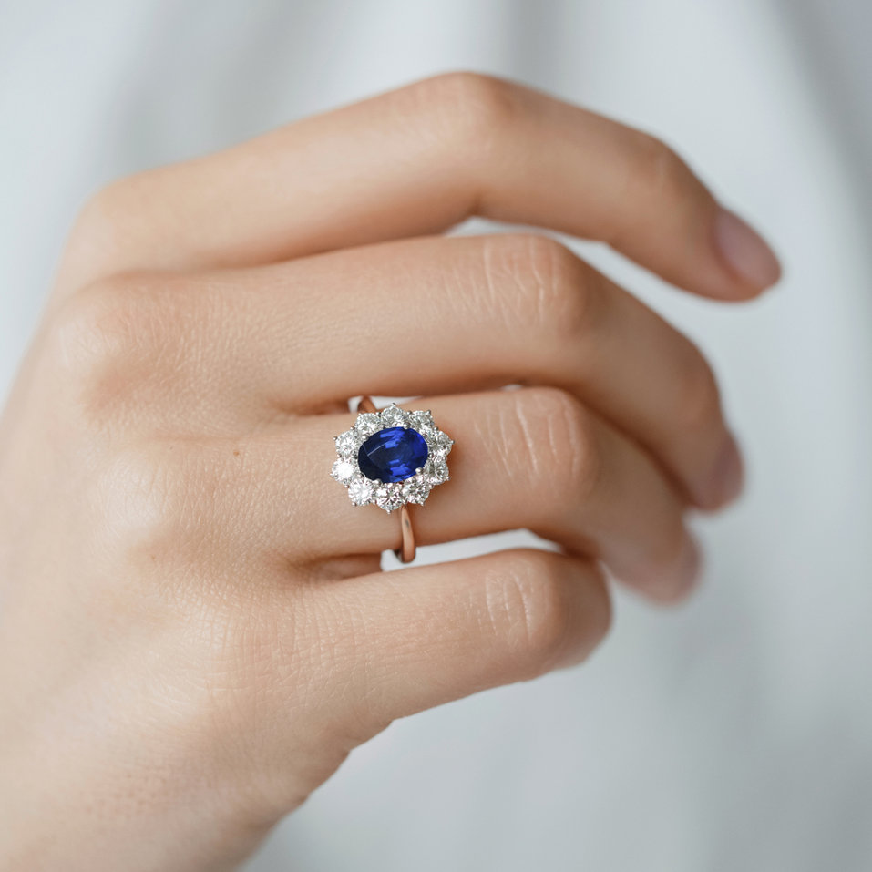Diamond ring with Sapphire Princess