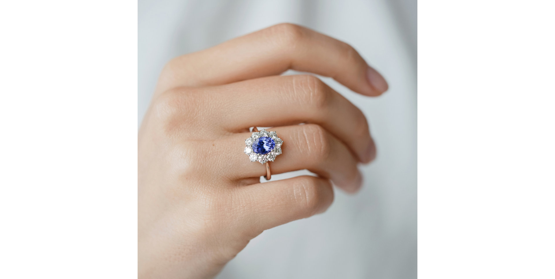 Diamond ring with Tanzanite Princess