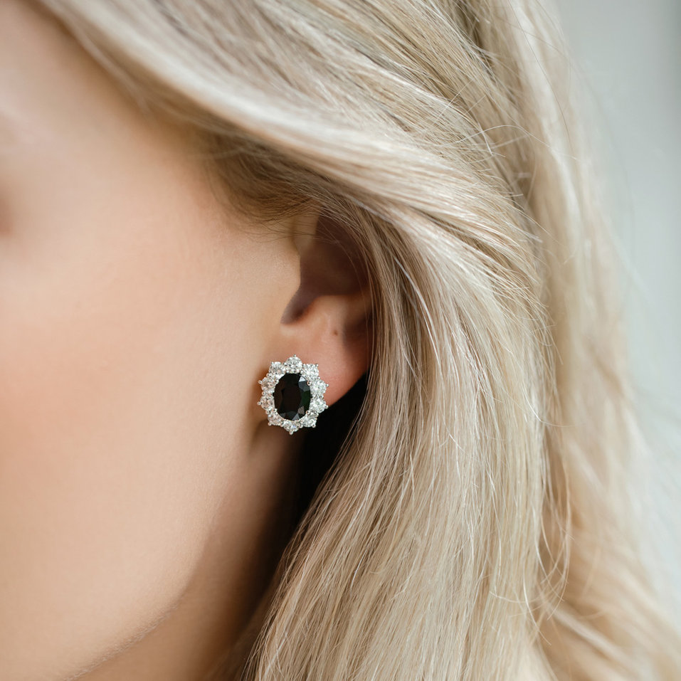 Diamond earrings with Emerald Princess