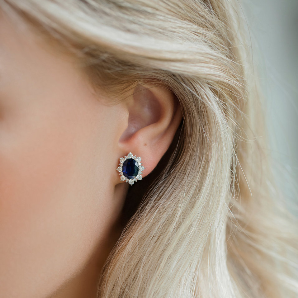 Diamond earrings with Emerald Mary Magdalene