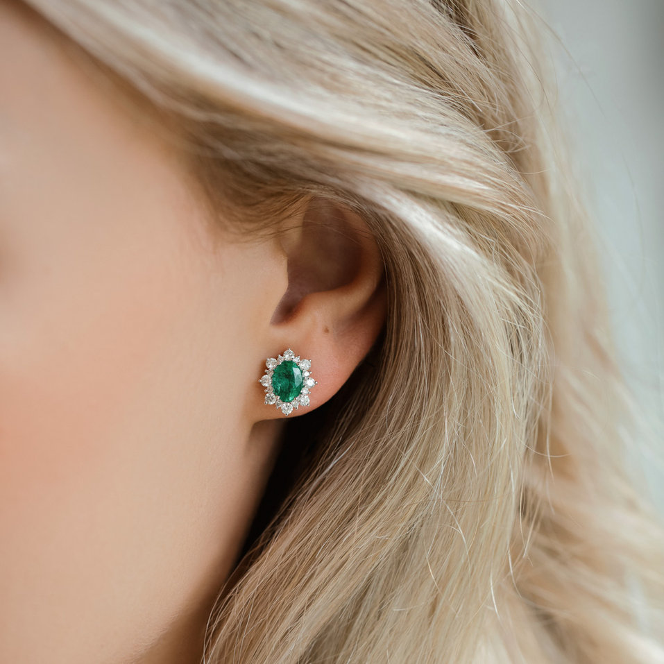 Diamond earrings with Ruby Princess