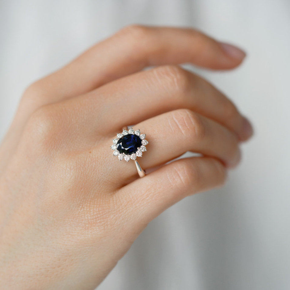 Diamond ring with Sapphire Princess