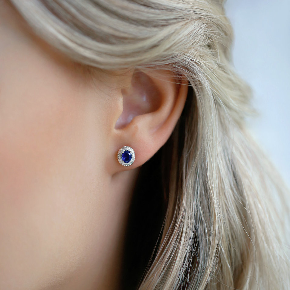 Diamond earrings with Sapphire Royal Sapphire