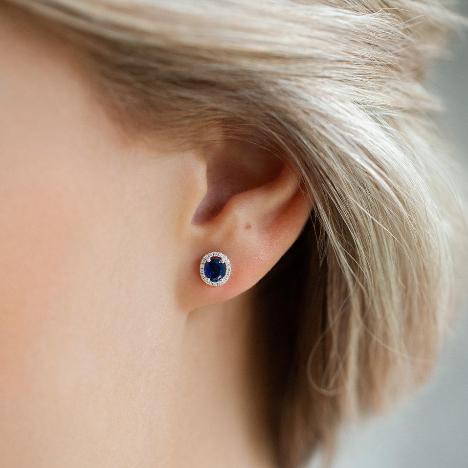 Diamond earrings with Sapphire Princess