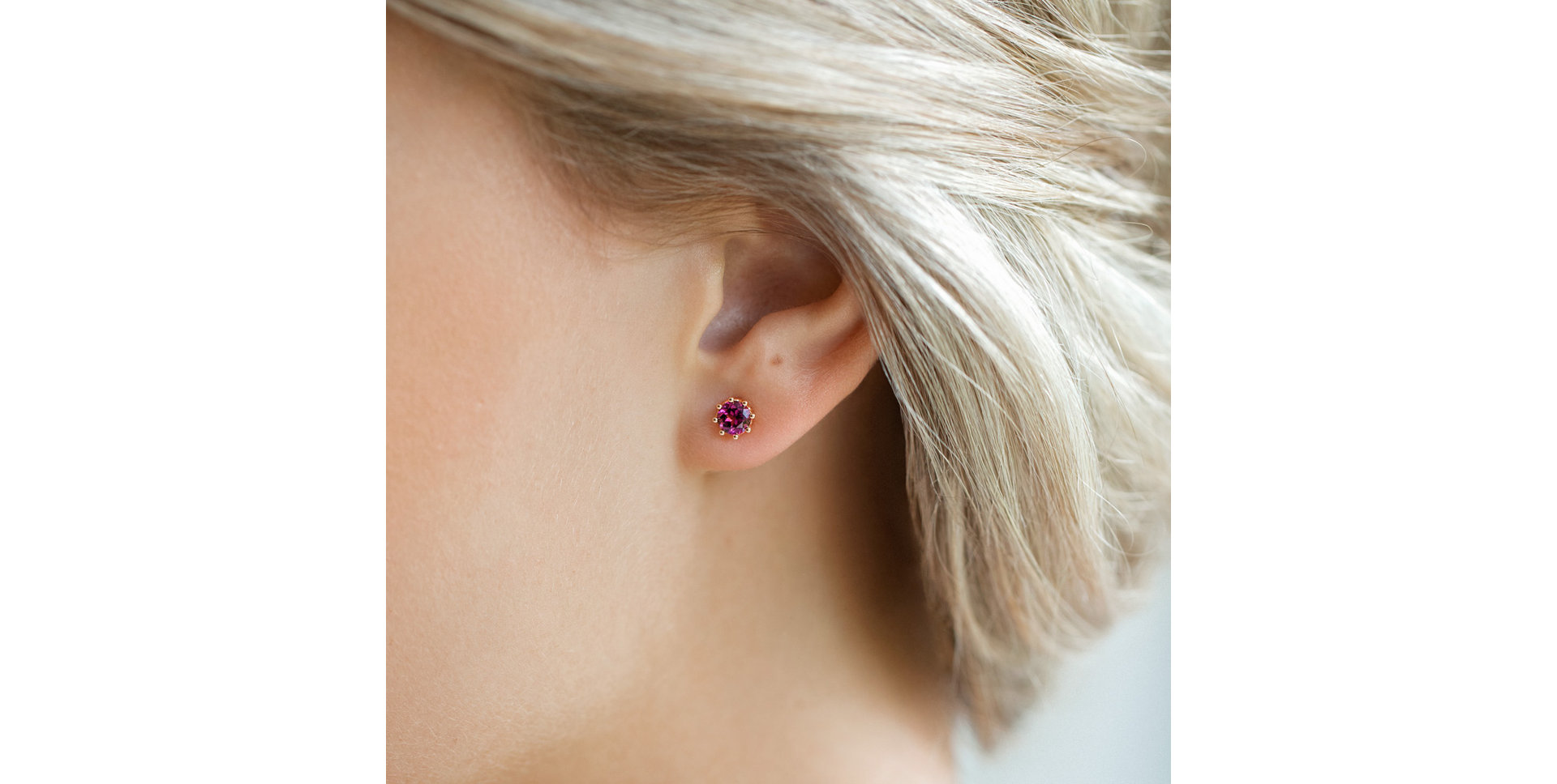 Earrings with Pink Garnet Pink Moon