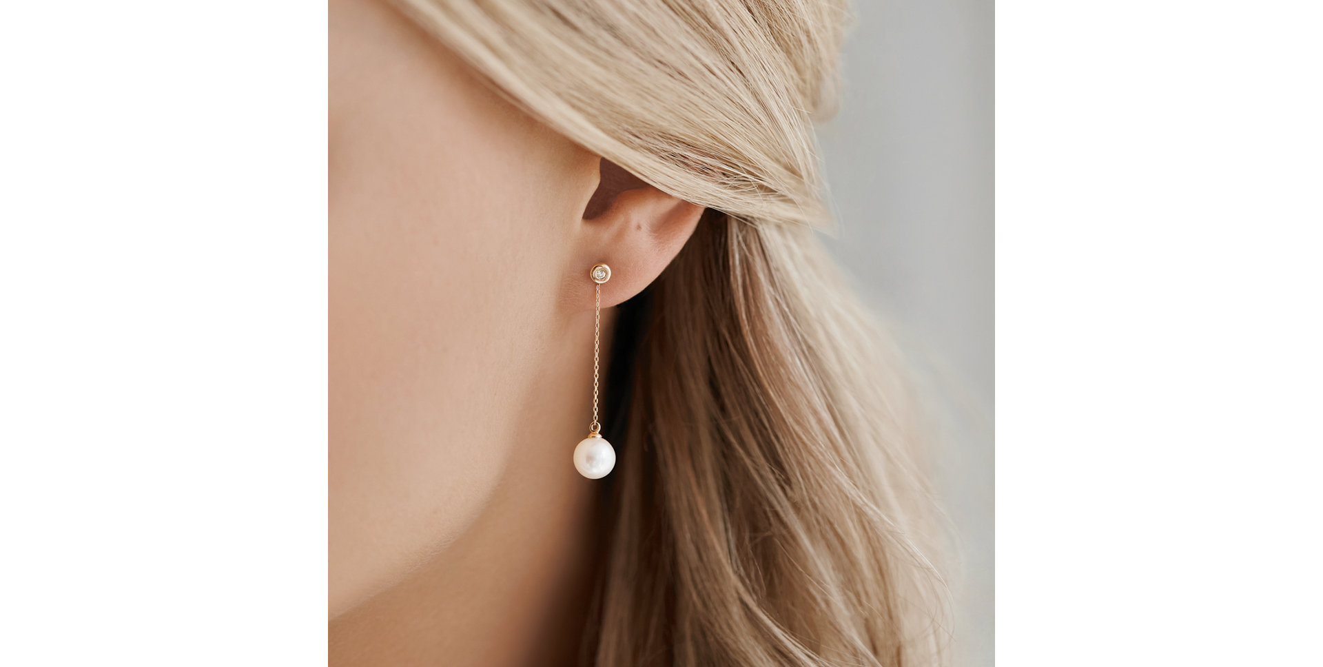 Diamond earrings with Pearl Pearl Fall