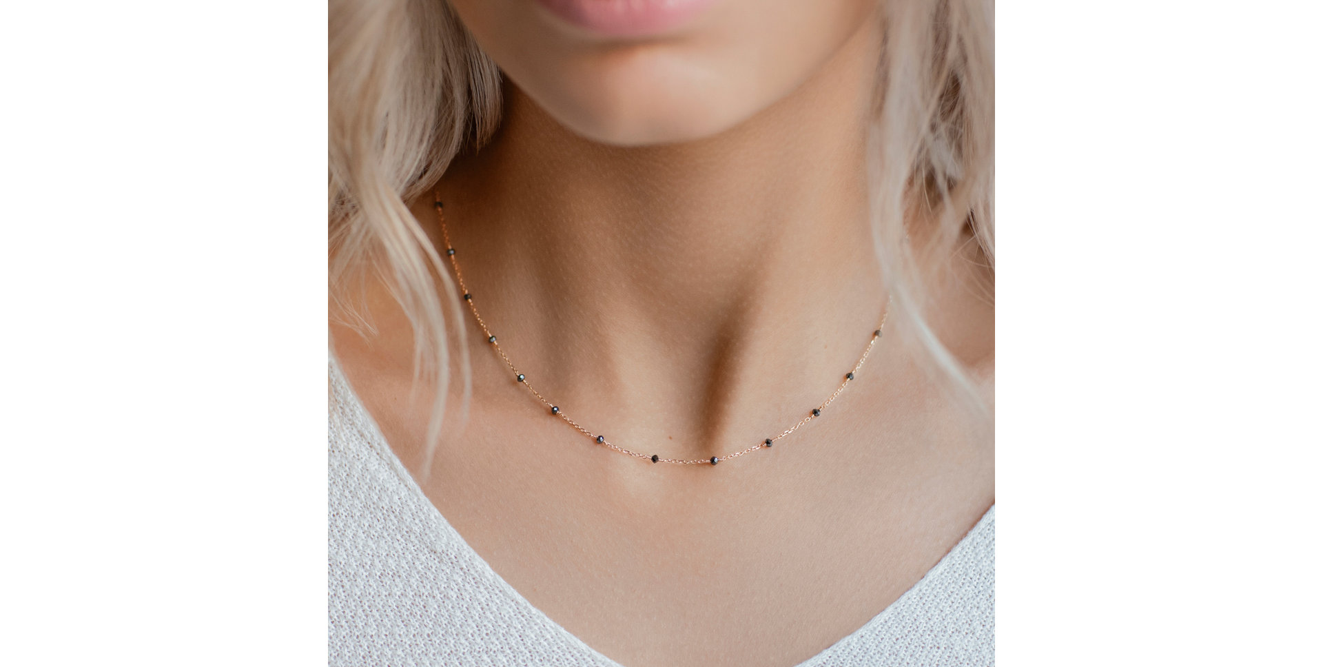 Necklace with black diamonds Dark Melody