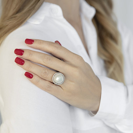 Diamond ring with Pearl Touch Ocean