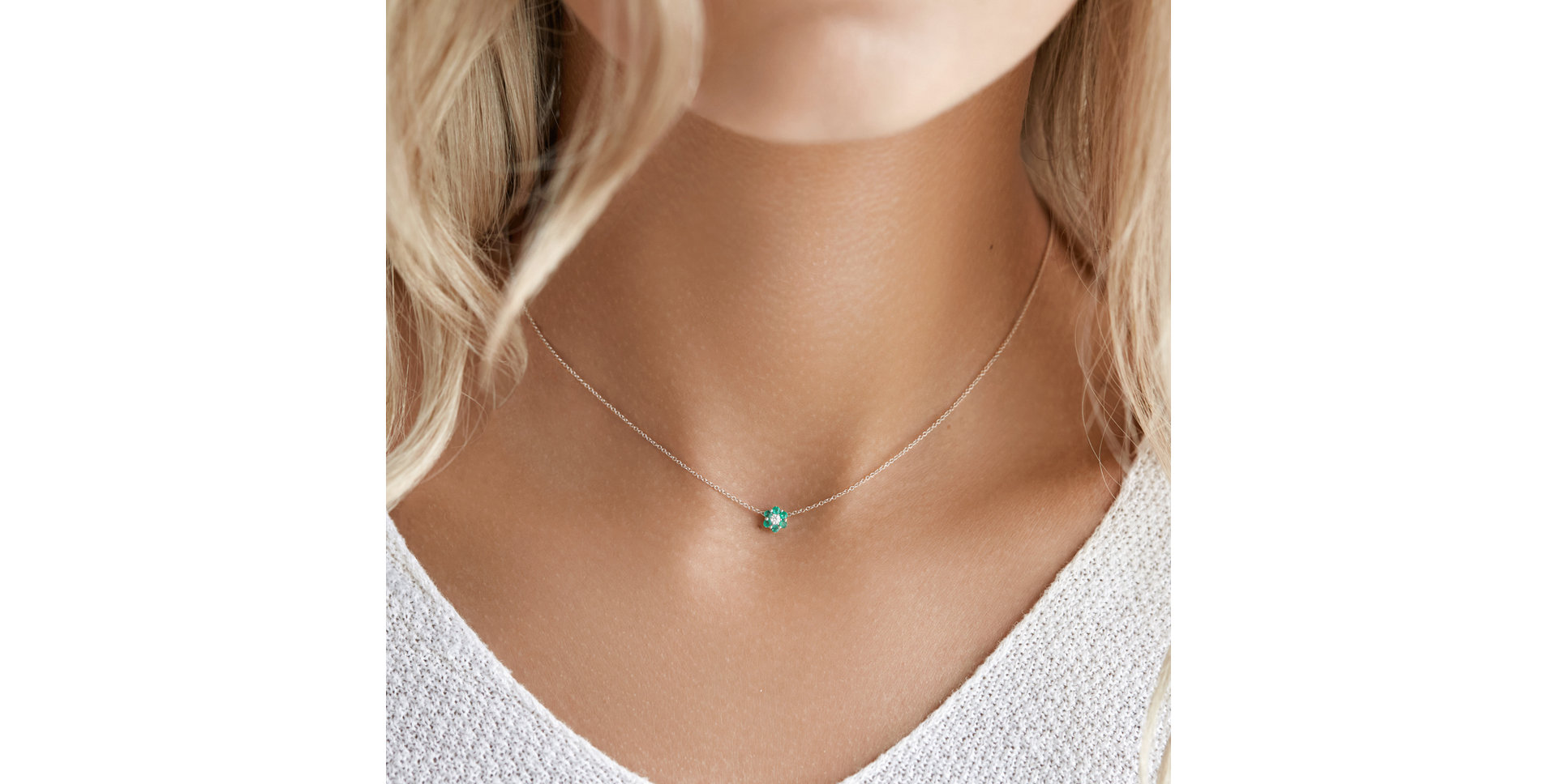 Diamond necklace with Emerald Shiny Constellation