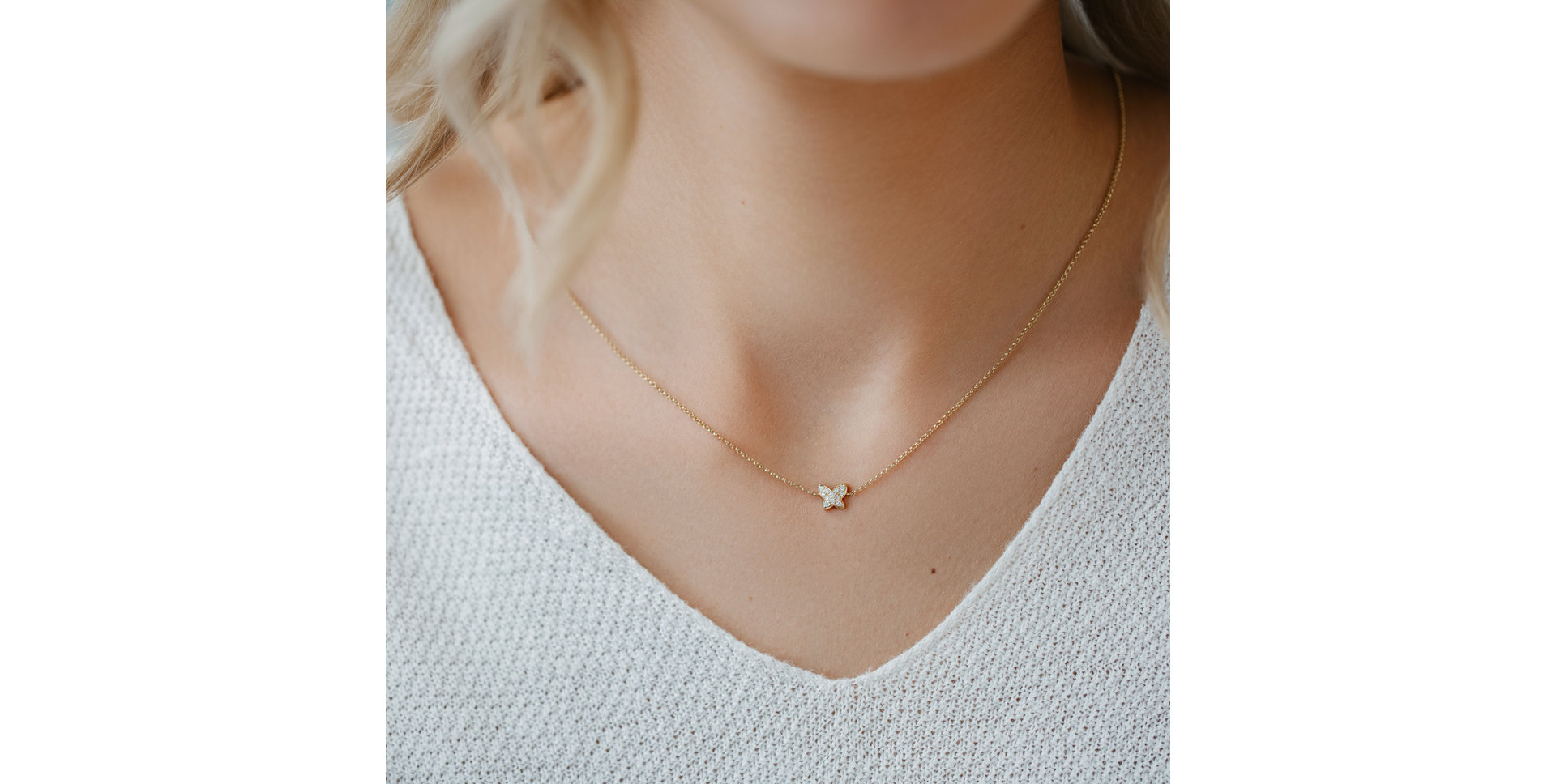 Necklace with brown and white diamonds Star Waterfall