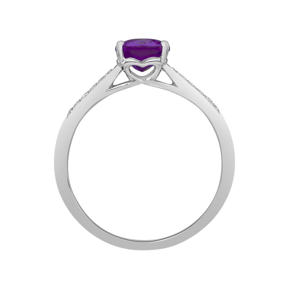 Diamond ring with Amethyst Brazil Bonbon