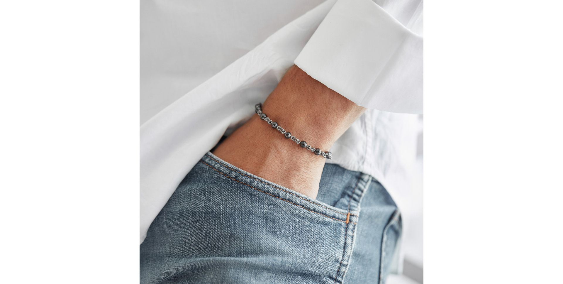 Bracelet with black and white diamonds Aristide