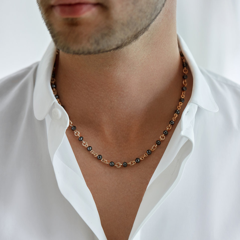 Necklace with brown and black diamonds Frozen Night