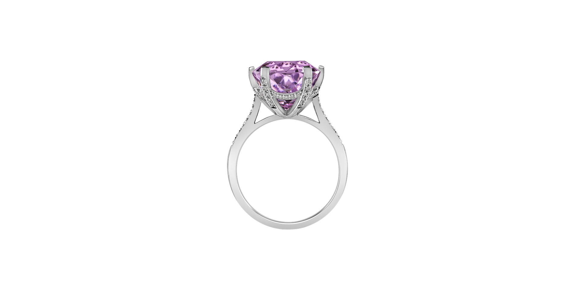 Diamond ring with Kunzite Fairytale Seraph