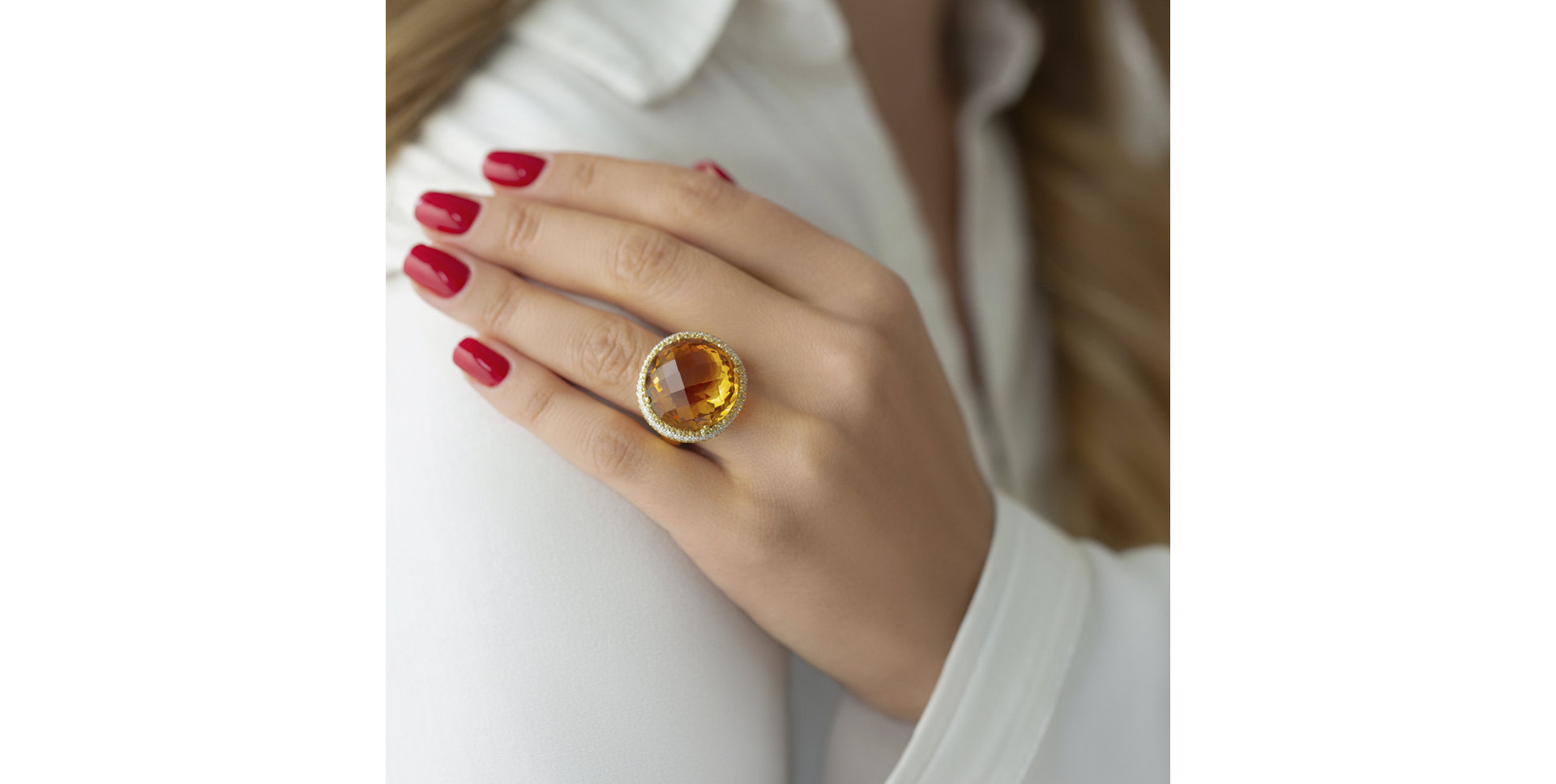 Diamond ring with Citrine and Sapphire Sunny Soul