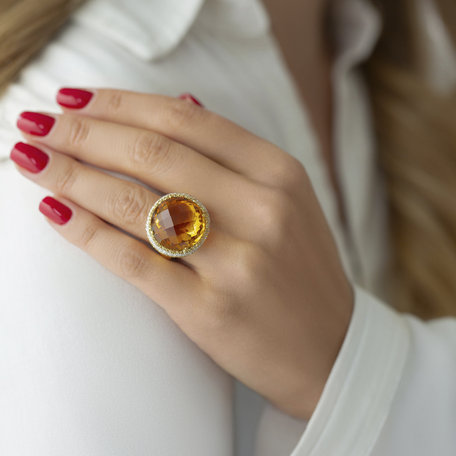Diamond ring with Citrine and Sapphire Sunny Soul