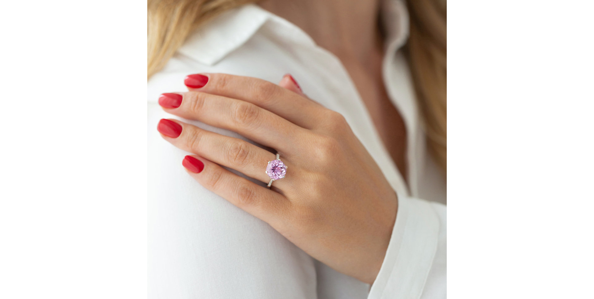 Diamond ring with Kunzite Buddy