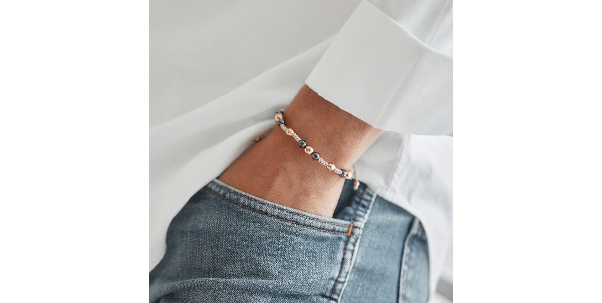 Bracelet with black diamonds Beige Mirror