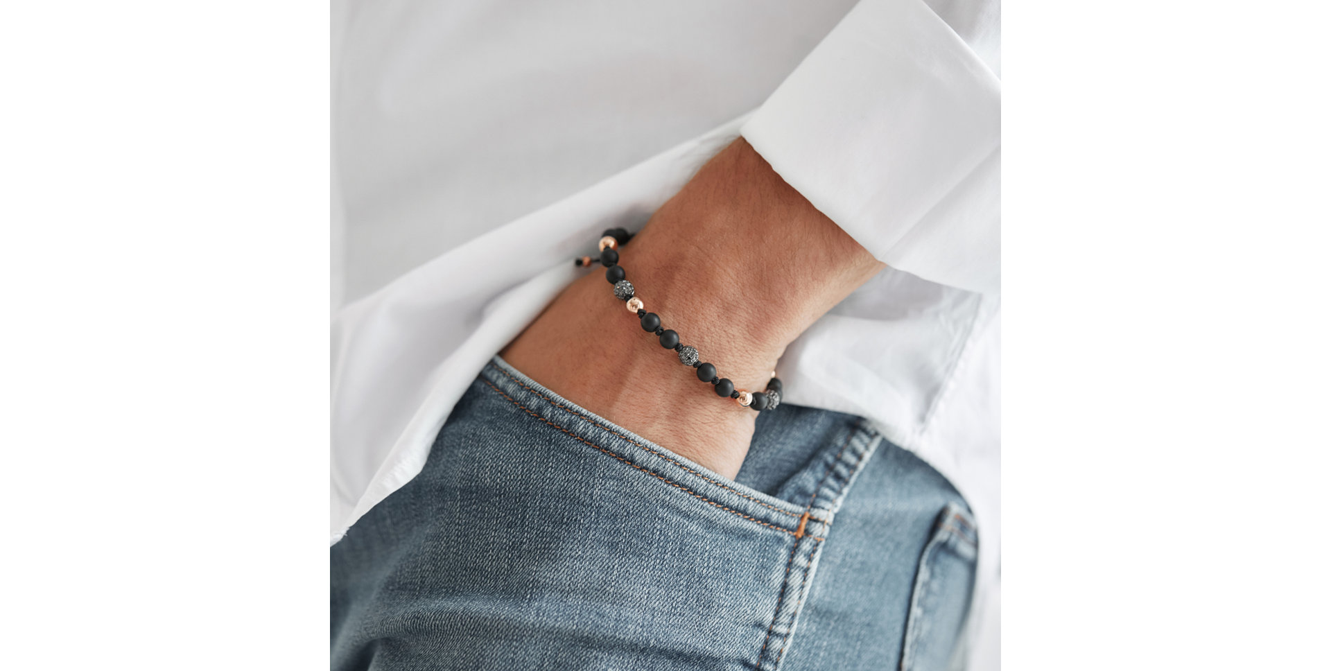 Bracelet with Agate and black diamonds Eternal Element