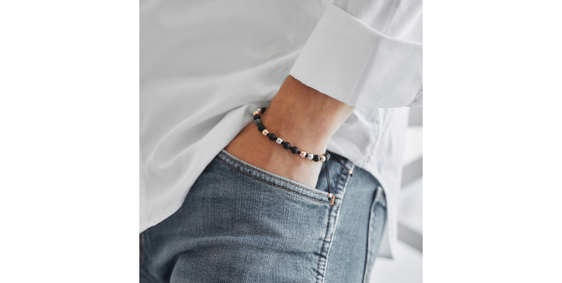 Bracelet with Agate and black diamonds Black Mamba