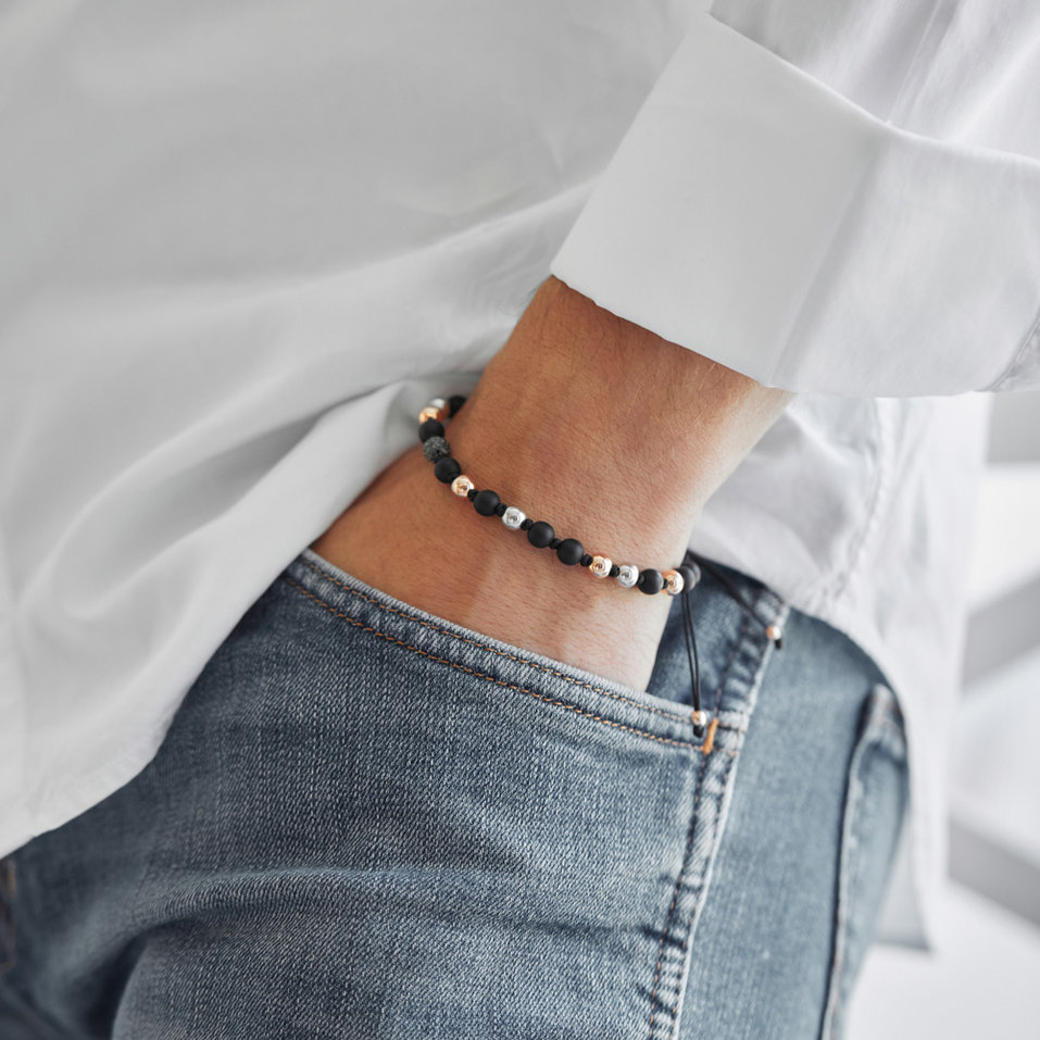 Bracelet with Agate and black diamonds Black Mamba