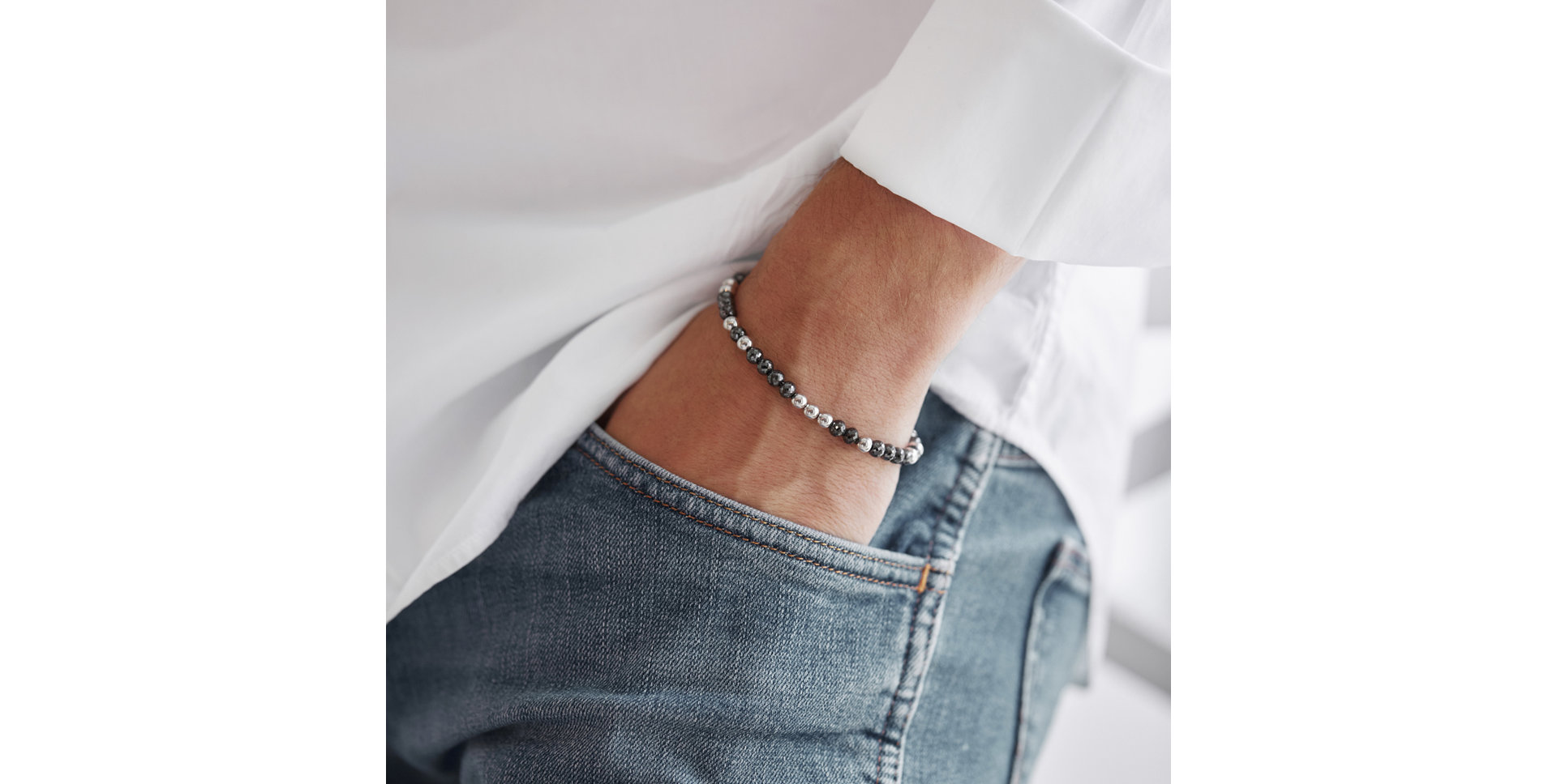 Bracelet with black diamonds Marbles Mood