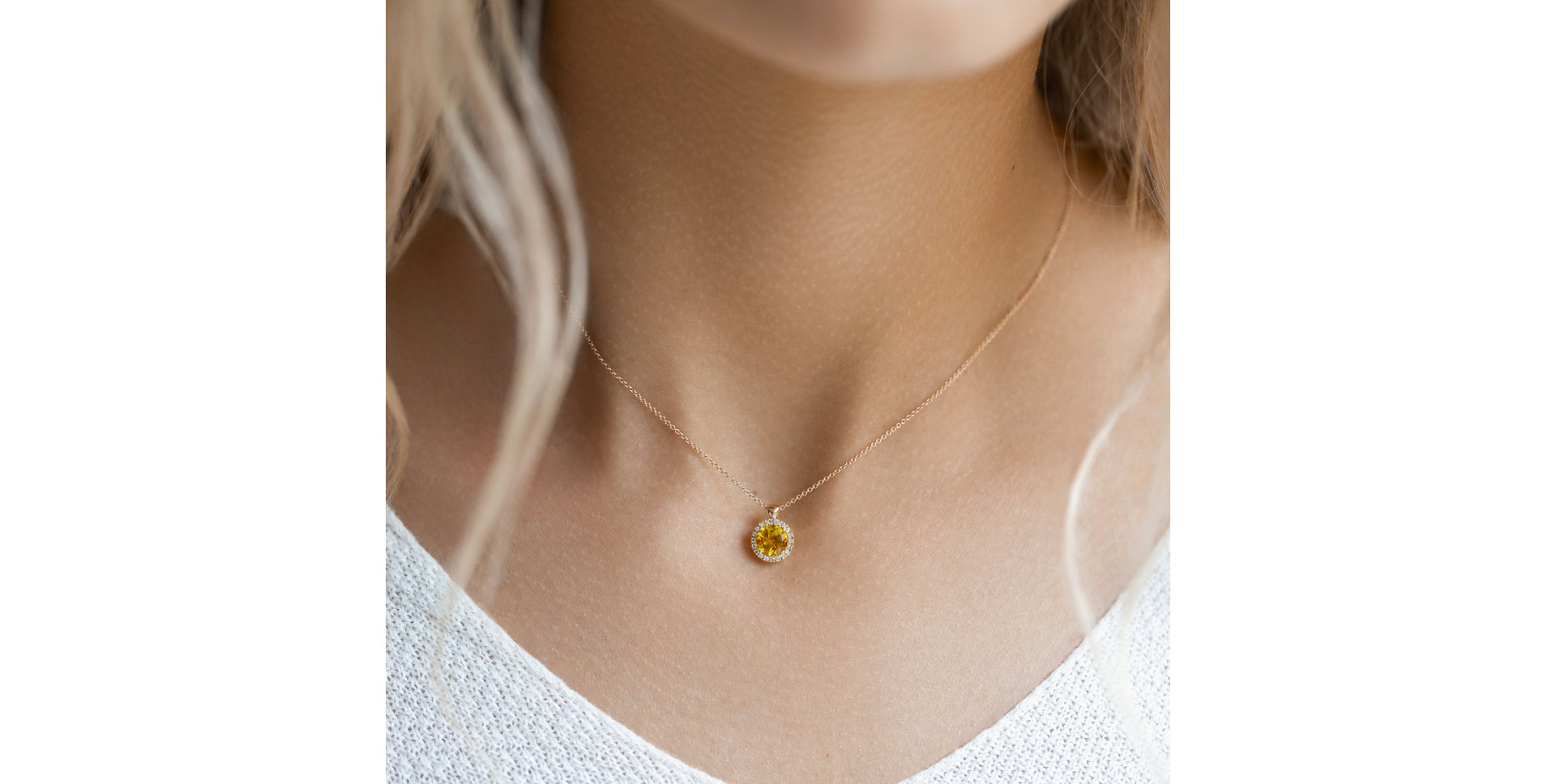 Diamond necklace with Citrine Luxury Bonbon