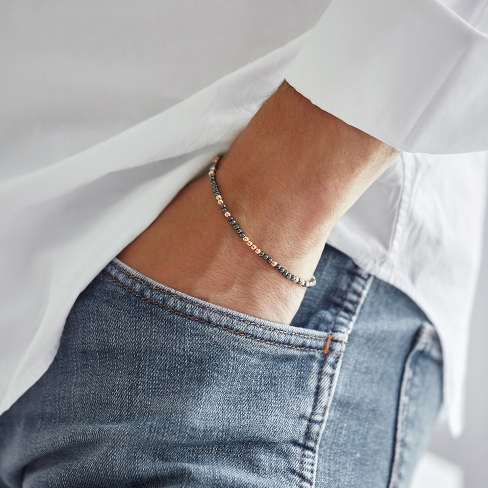 Bracelet with black diamonds Marbles Mood