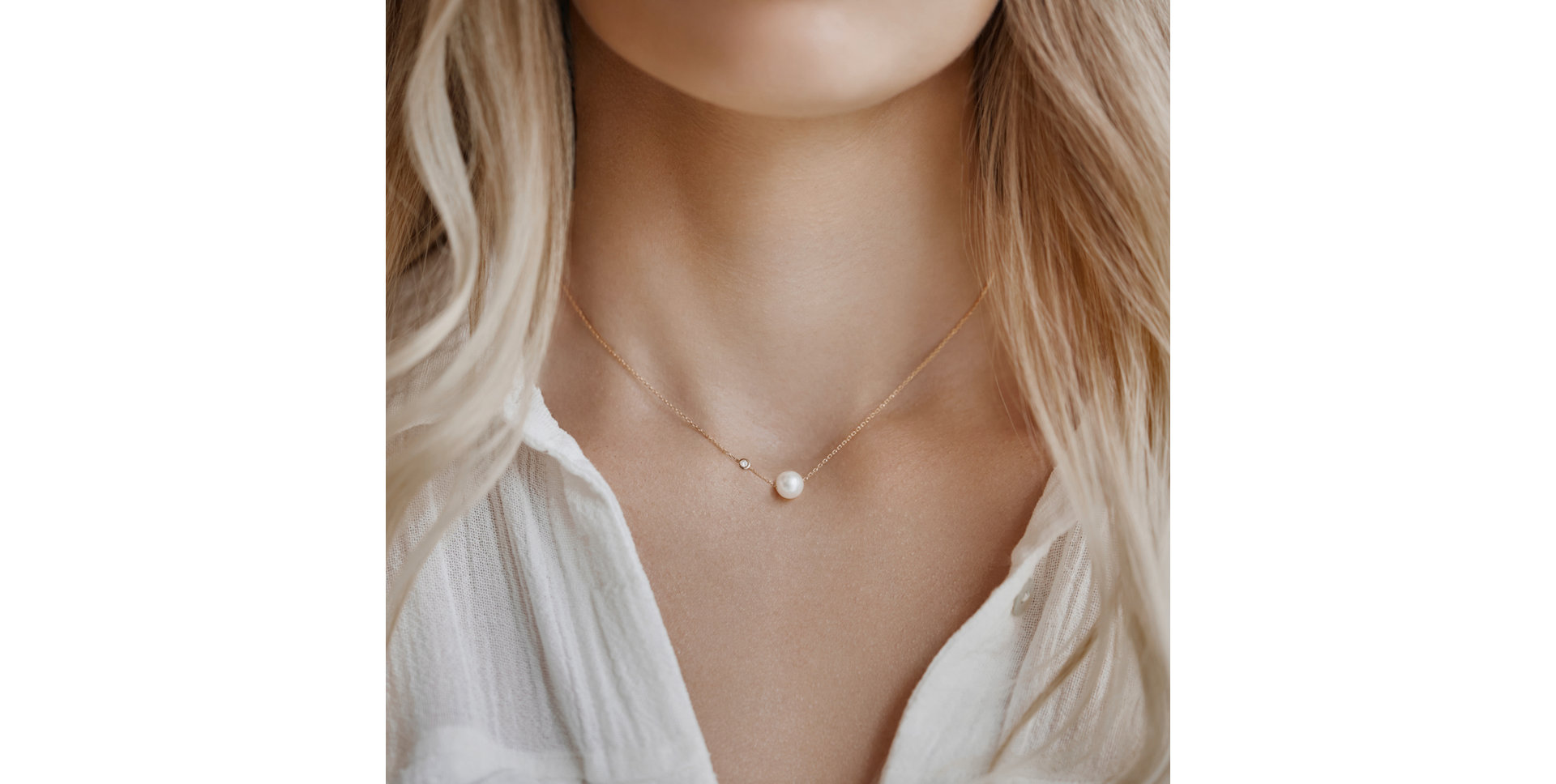 Diamond necklace with Fresh Water Pearl Lakeside Love