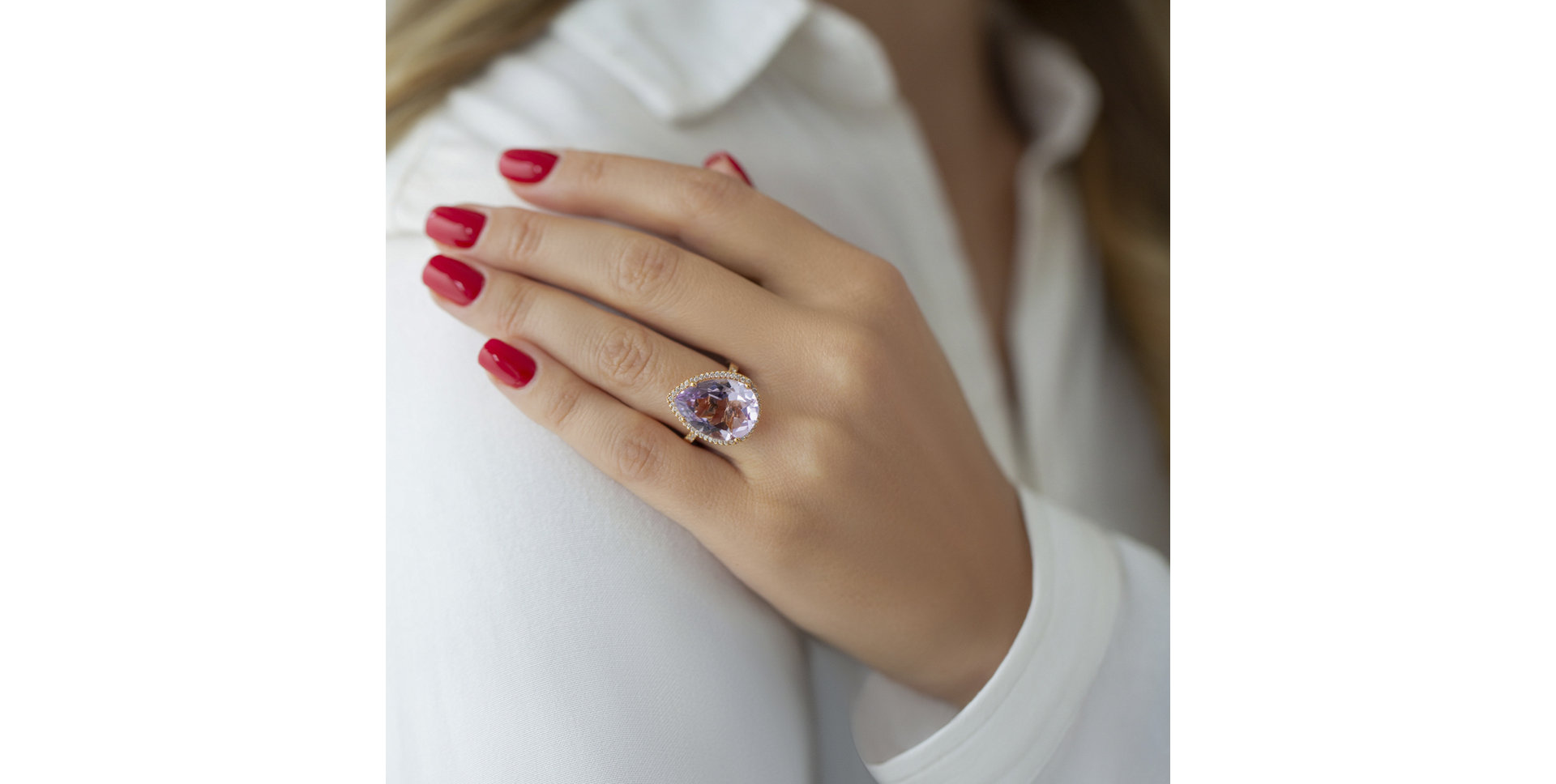 Diamond rings with Amethyst Sweet Almond