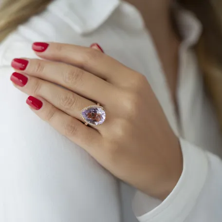 Diamond rings with Amethyst Sweet Almond