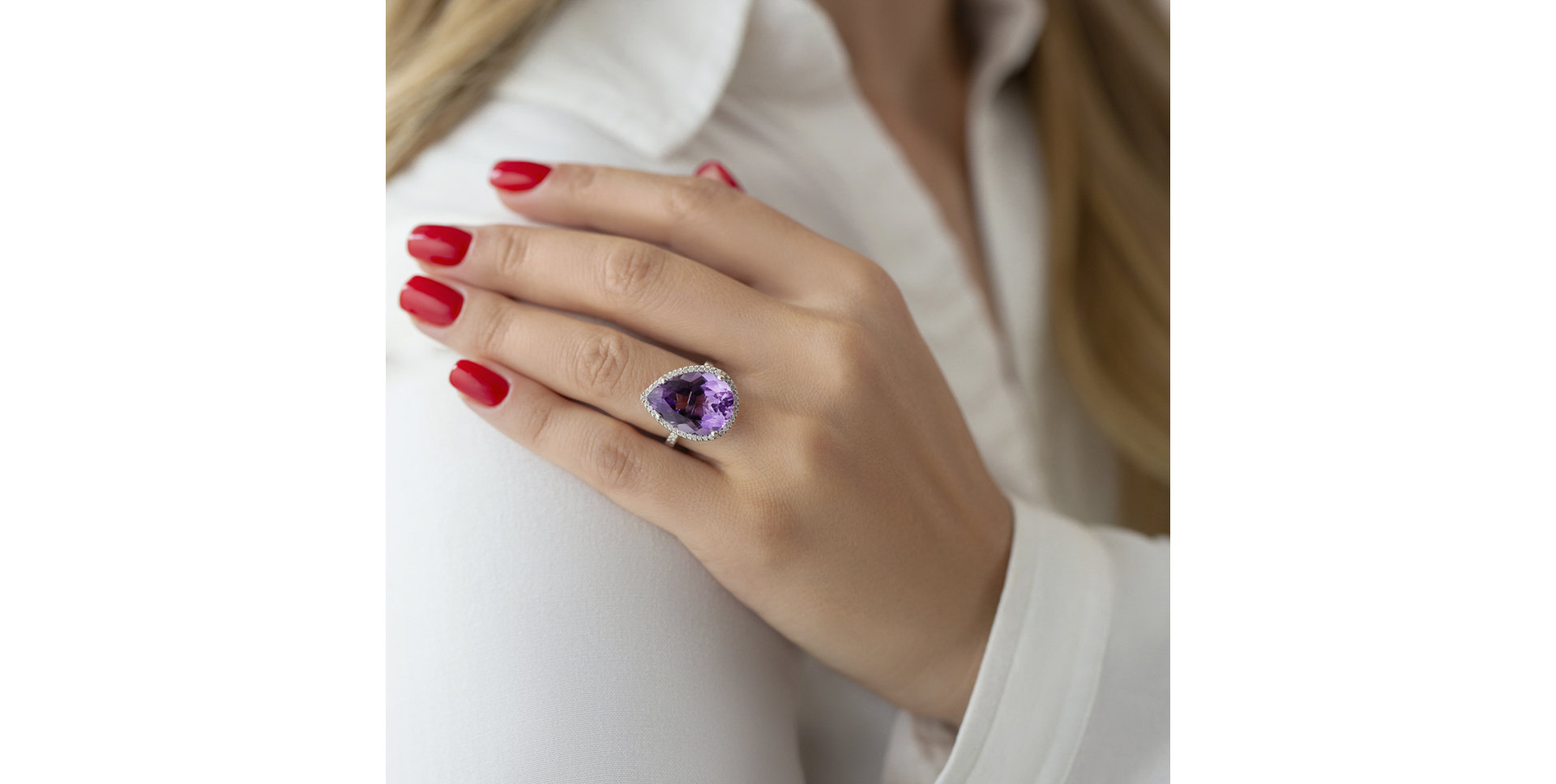 Diamond rings with Amethyst Sweet Almond