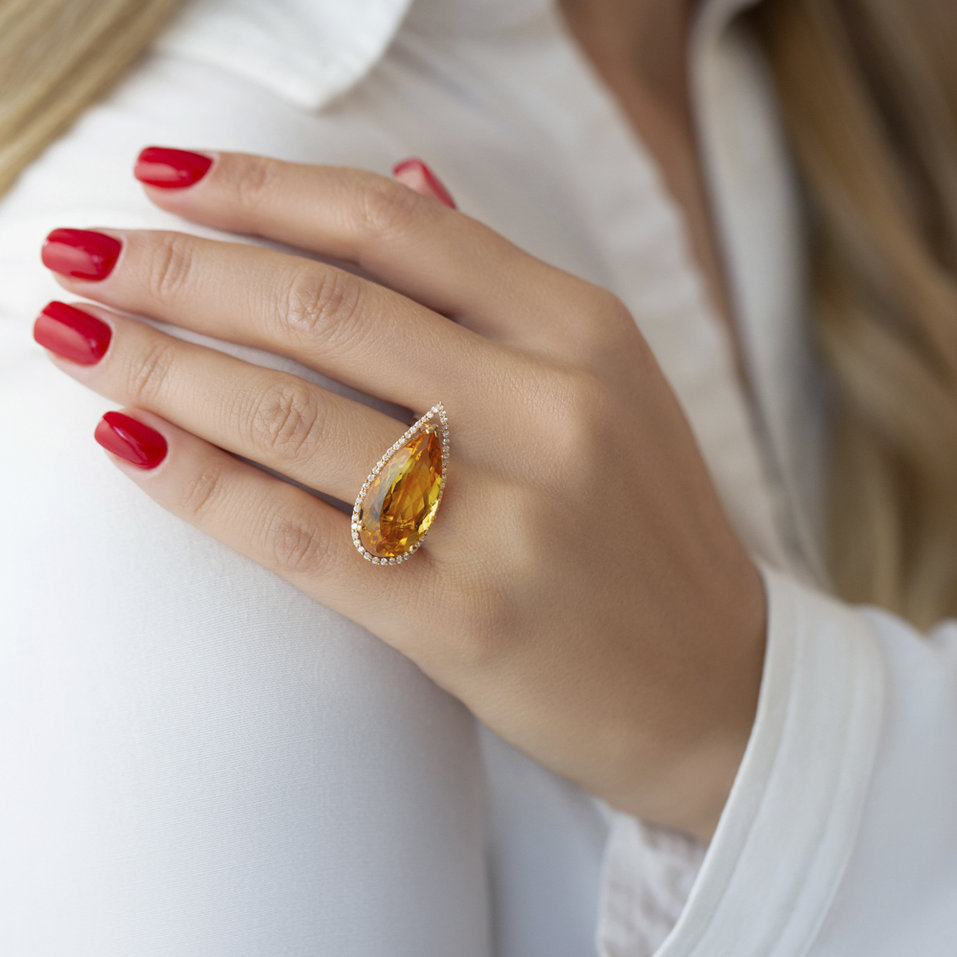 Ring with Citrine and diamonds Kaylynn