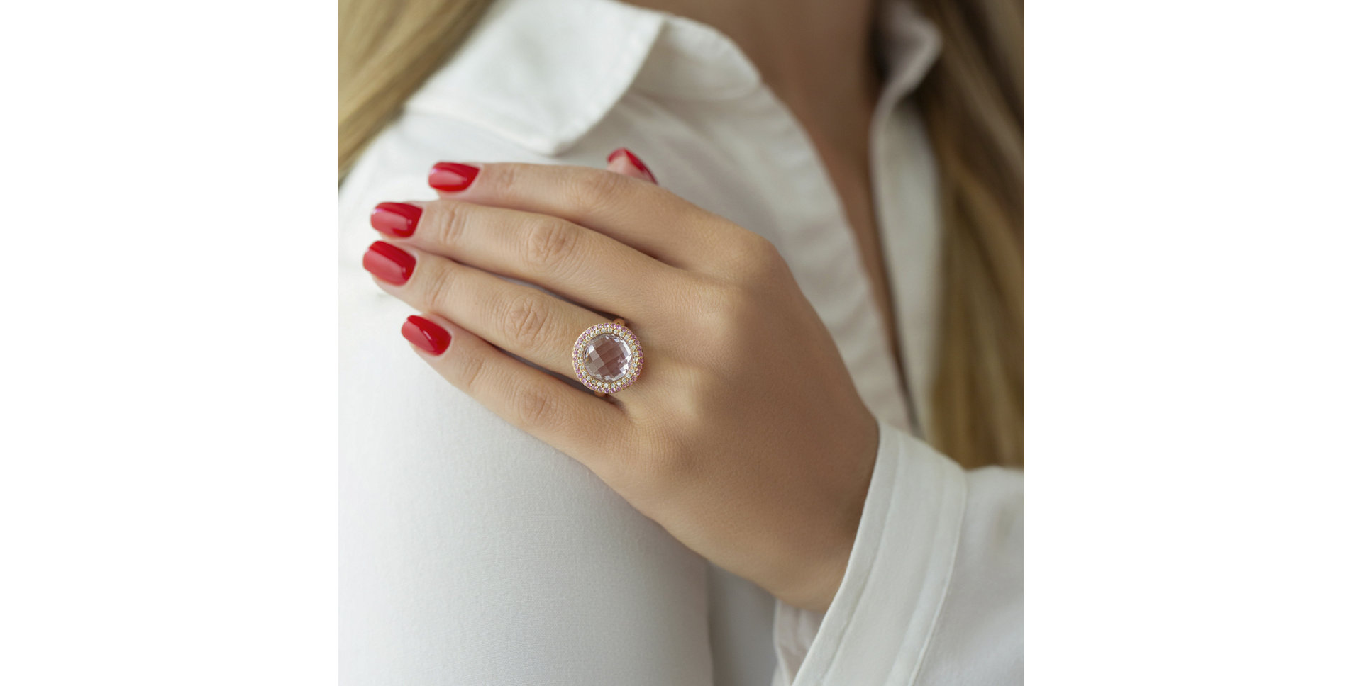 Diamond ring with Amethyst and Sapphire Fontanna