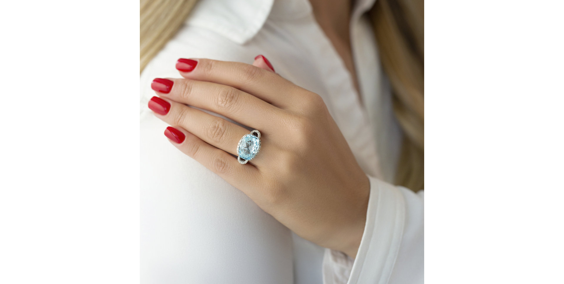 Diamond ring with Topaz Cheerful Morning
