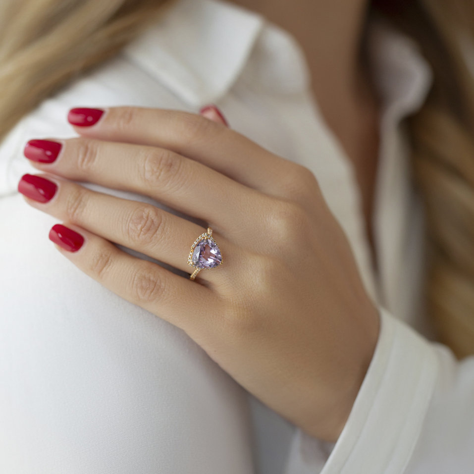 Diamond rings with Amethyst Jonina
