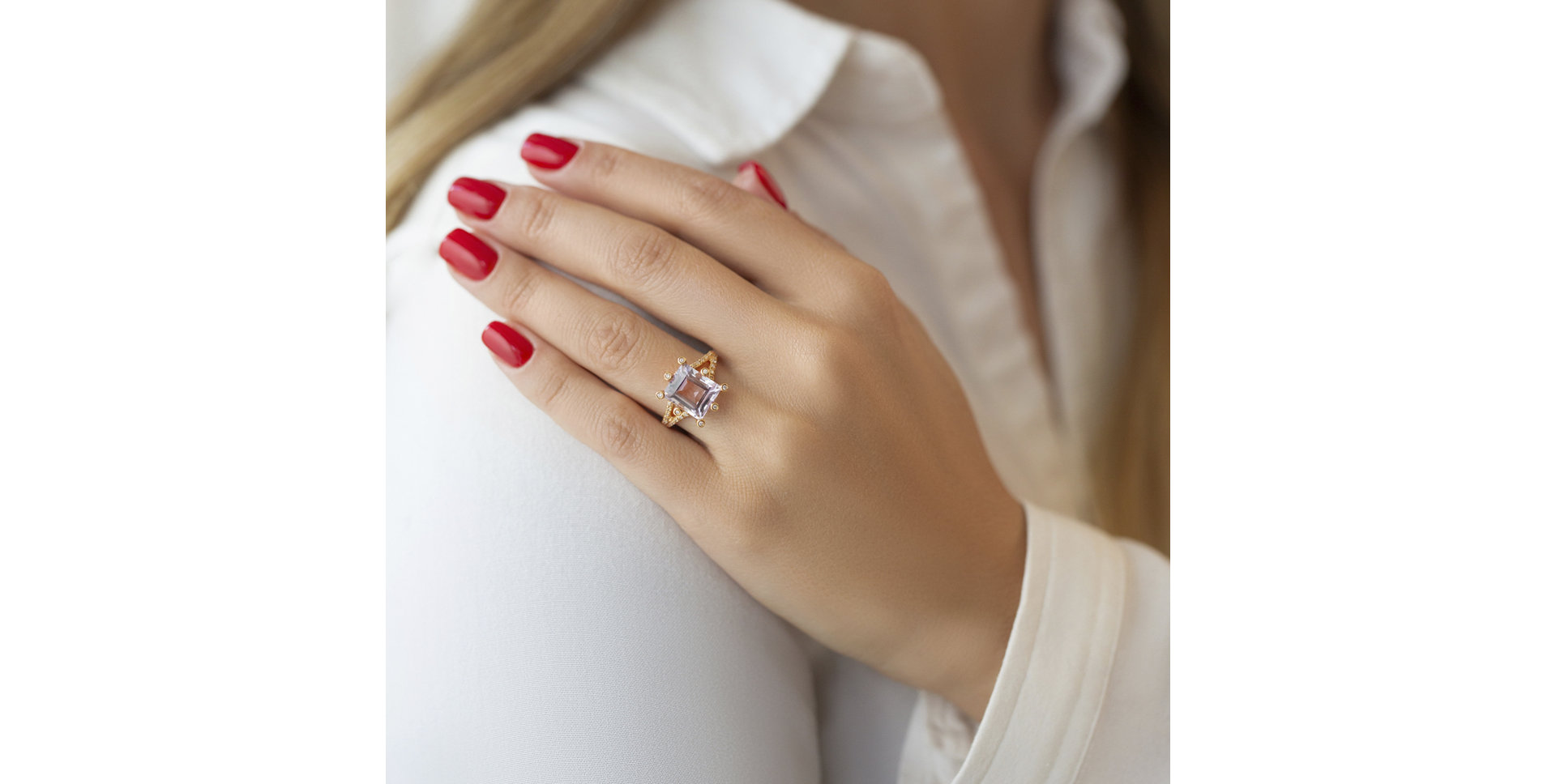Diamond rings with Amethyst Flanna