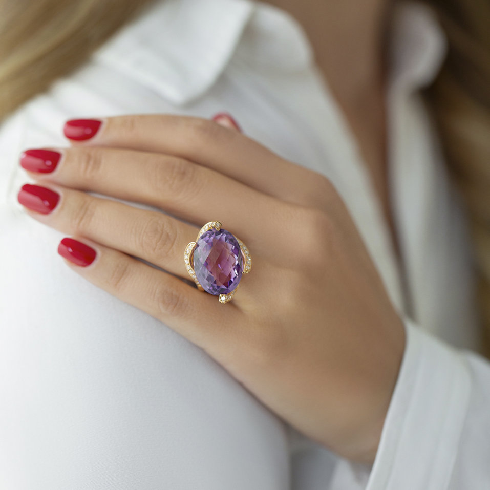 Diamond rings with Amethyst Angyalka
