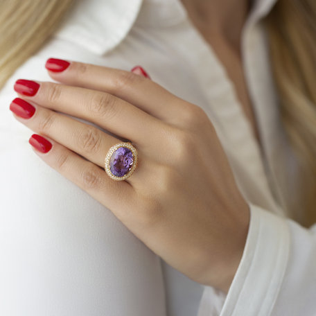 Diamond ring with Amethyst and Ruby Arlette