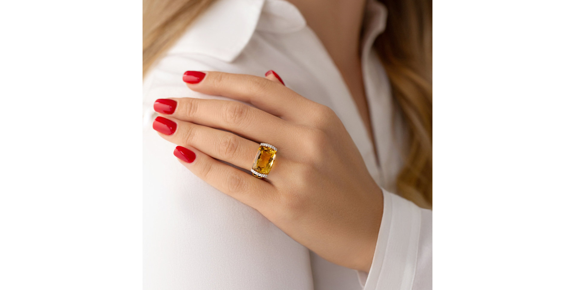 Ring with Citrine and diamonds Cleantha